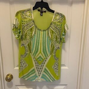 Roberto Cavalli Lime Patterned Blouse